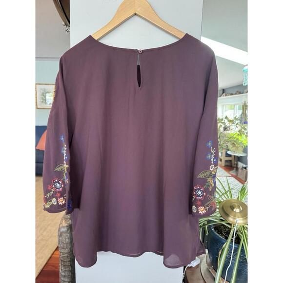 Soft Surroundings Womens Embroidered Blouse Plum Boho Sz Large - Picture 5 of 7